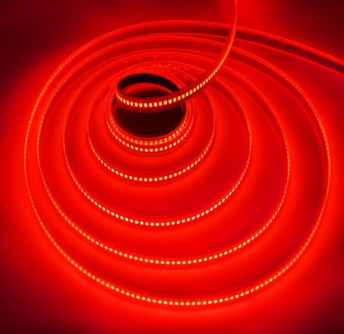 LED Strip Lights, 16.4ft/5m AC110-130V Dimmable 10000LM SMD 2835 600 LEDs Tube Waterproof IP68 LED Lights Strip Ribbon, More Brightness Than Low Voltage LED Strip Lights (Red)