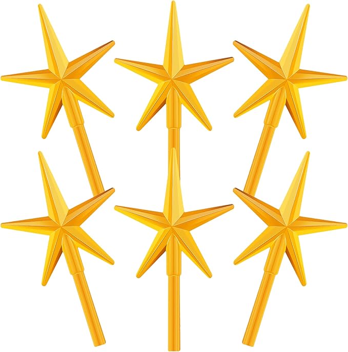 WILLBOND 6 Pieces Ceramic Christmas Tree Star Replacement Light Ceramic Tree Star Ornament Christmas Replacement Light Bulbs Accessories(Yellow)