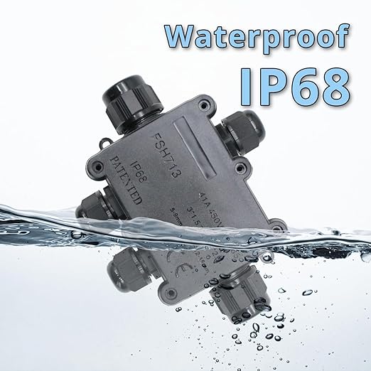 MAKERELE Outdoor Underground Electrical Junction Box Bury Waterproof 5 Way Open Splice Junction Box Electrical Cable Connector Wire Range 5 to 15mm with Screw Terminal Block Waterproof Junction Box