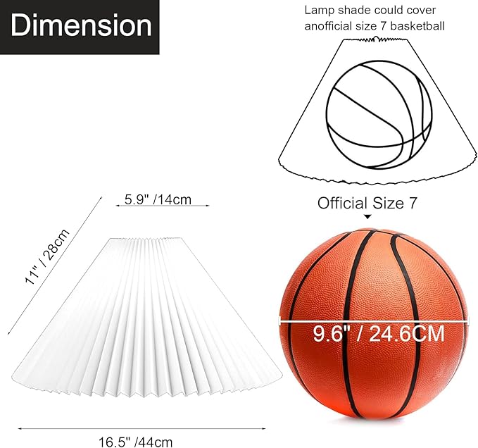 Pleated White Lamp Shade for Arc/Arched Floor Lamps Replacement spider lampshade-white 5.9"Top X 16.5"Bottom X 11"High