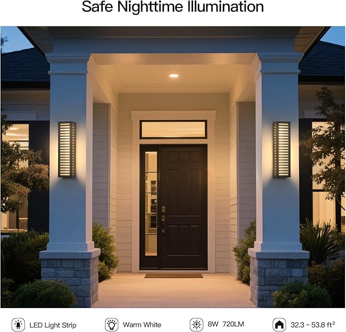 Outdoor Wall Lights, 20" Large Front Porch Light Fixtures Waterproof, 3000K Modern Outdoor Sconce Lights Hardwired, Patio Wall Light Fixture for House Outside Garage Doorway Hallway Garden