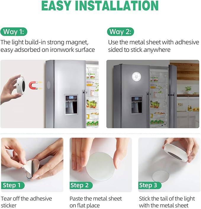 LED Closet Step Lights Motion Sensor Puck Light Compatible with Charging Station, 3 Colors Temperatures USB Rechargeable Indoor Under Cabinet Lighting(6 Pack, Without Charge Stand)