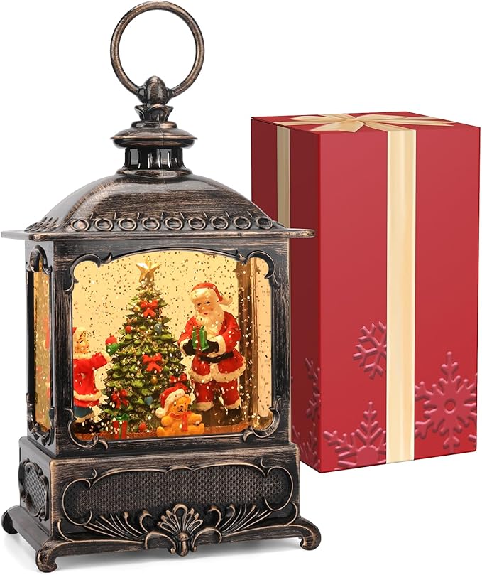 Christmas Snow Globe with Santa Claus, Glittering Lighted Battery Powered, Snow Globe Christmas Decorations Indoor for Home Decor Gift - Santa Claus