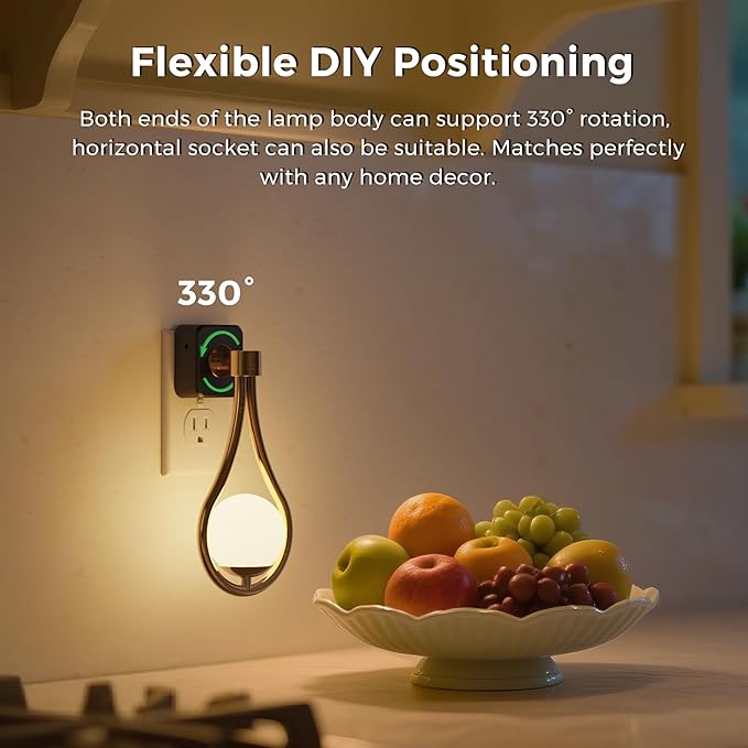 L LOHAS LED Night Lights Plug Into Wall: Dusk to Dawn Sensor, Soft White 3000K Nightlight, 0-100LM Adjustable Brightness, 330°Rotating Plug in Night Light for Bathroom, Hallway, Bedroom, Stairway