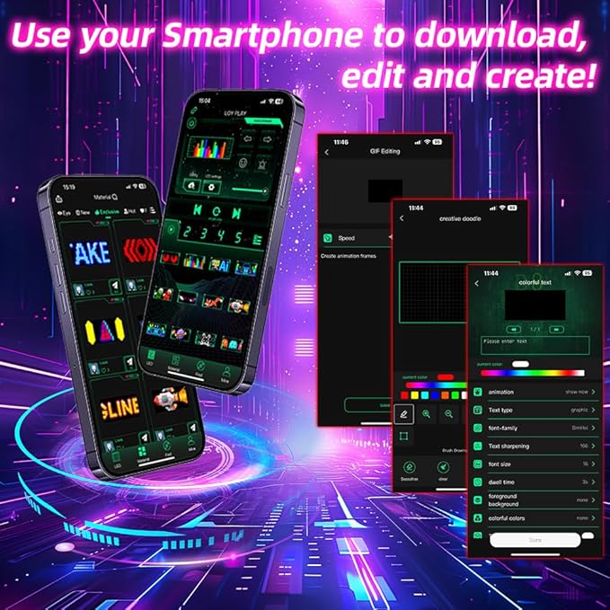 Gelrova Dual-Panel Blinking Devil Eyes Light LED Car Windshield Display: 2-Pack 14"x4" Programmable Matrix, Single USB Power, Remote/App Control, Custom Text/GIFS for Car SUVs, Trucks