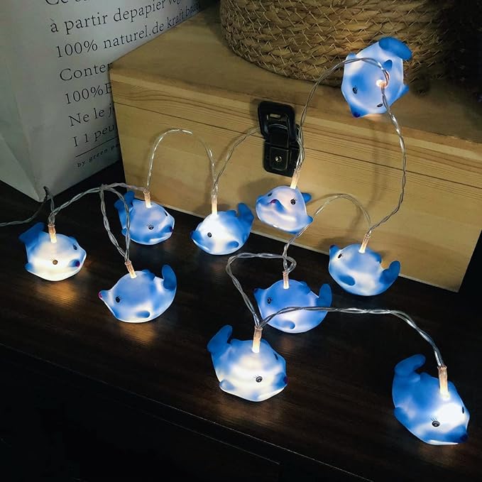 Cute Animal Dolphin String Lights,10 LED Dolphin Night Light Fairy Light Battery Operated for Children Bedroom Party Christmas Decoration (Dolphin)