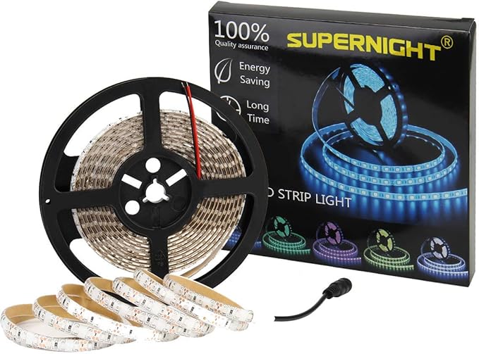 600 LEDs Light Strip Waterproof, SUPERNIGHT 16.4FT Green LED Rope Lighting Flexible Tape Decorate for Bedroom Boat Car TV backlighting Holidays Party (Green)