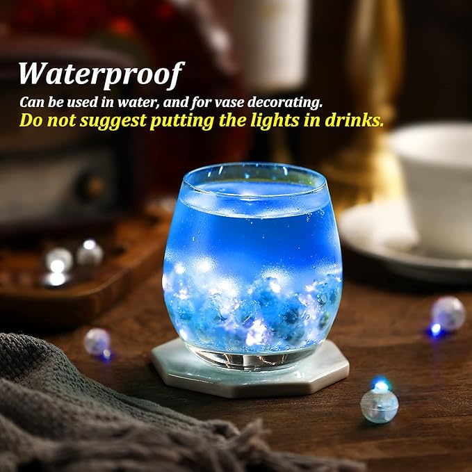 ZGWJ 50PCs Blue Balloon Lights Mini, Battery Powered, Long Standby Time Waterproof Tiny Led Round Flash Light for Paper Lantern Balloon Party Easter Eggs Wedding Christmas Halloween Decorations