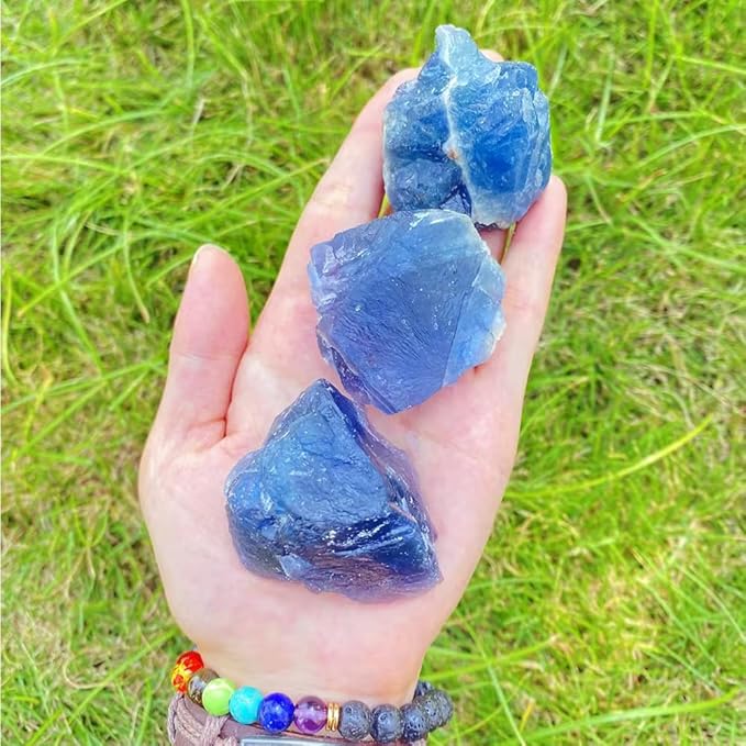 Zenkeeper 1 Lb Large Rough Blue Fluorite Stone Raw Fluorite Crystal Stone Natural Blue Fluorite Crystal Stone Mineral Specimen Gemstone Healing Crystals and Stones
