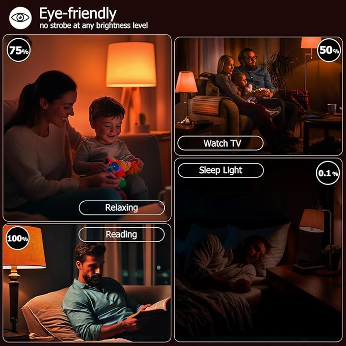 Sleep Light Bulbs Amber 1600K with Remote Control, Blue Light Blocking A19, 9W for Sleep Therapy, Baby Nursery, Bedroom (6 Pack)