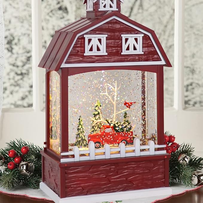 Eldnacele Musical Snow Globe Lantern with Timer, Lighted USB/Battery Operated Swirling Singing Water Glittering, Snow Globes Lamp for Adults and Kids Christmas Decoration- Car