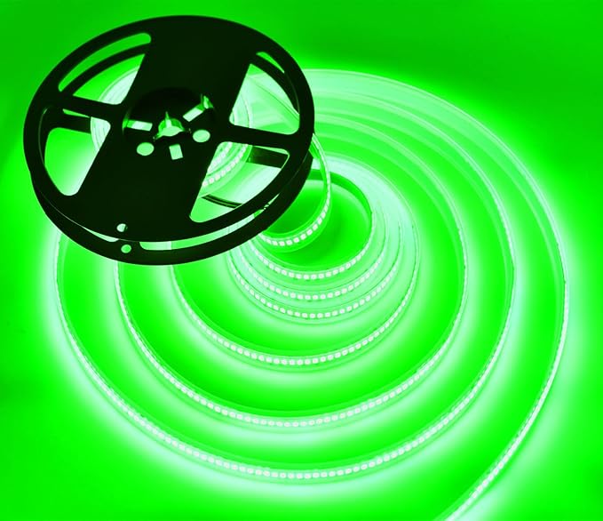 LED Strip Lights, 16.4ft/5m AC110-130V Dimmable 10000LM SMD 2835 600 LEDs Tube Waterproof IP68 LED Lights Strip Ribbon, More Brightness Than Low Voltage LED Strip Lights (Green)