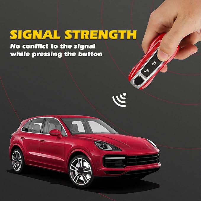 x xotic tech Red Key Fob Cover Smart Remote Case Side Blades Shell, Compatible with 2017-up Porsche Panamera, 2019-up Porsche Cayenne G2, 2020-up 911 Carrera Taycan