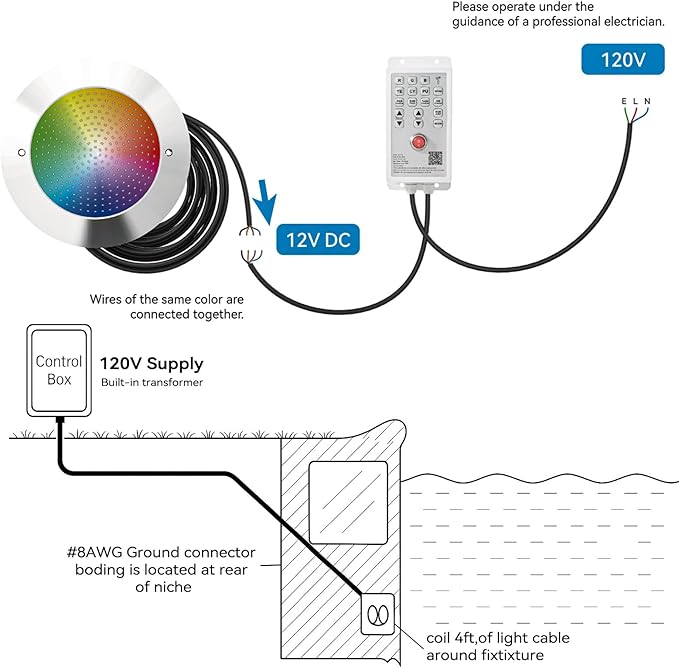 LED Pool Lights for Inground Pool with 3 Control Way (App/Remote/Manual Controller), 54W 10 Inch Color Changing Underwater Swimming Pool Light for 10" Large Wet Niches - 60FT