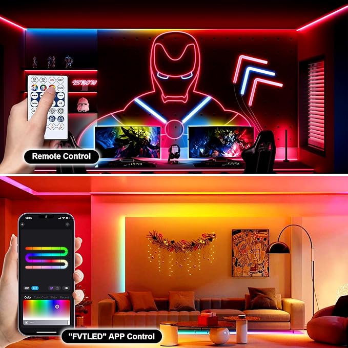 INDARUN RGB COB Led Light Strip with Smart IC, 24V COB Led Strip Light 32.8ft, 10mm Width, 5760 LEDs, RGB Color Changing Light for TV Backlight, Flexible Led Tape Light for Christmas Party, Room Decor