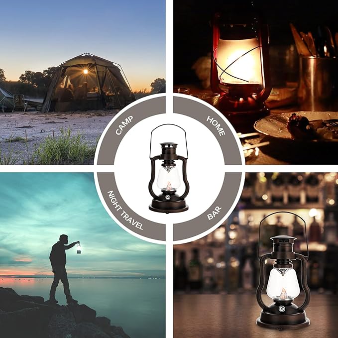 IMIKEYA 1pc Retro Kerosene Lamp Rechargeable Vintage Lantern for Home Decor Cozy Atmosphere for Bars Hotels and Festive Celebrations Battery Not Included