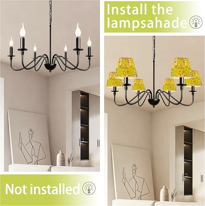 Small pleated lampshade chandelier shades set of 6. Lampshade for Wall Lamp.chandelier shades.small table lamps.For Cutting Edge bulbs.light bulb shade.chandelier light covers.4" X 5" X 6"
