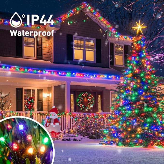 JMEXSUSS 2 Pack Solar String Lights Outdoor Waterproof, Total 400 LED 151FT Solar Christmas Lights Outdoor, 8 Modes Christmas Light for Outside Patio Yard Tree Decorations, Multicolor