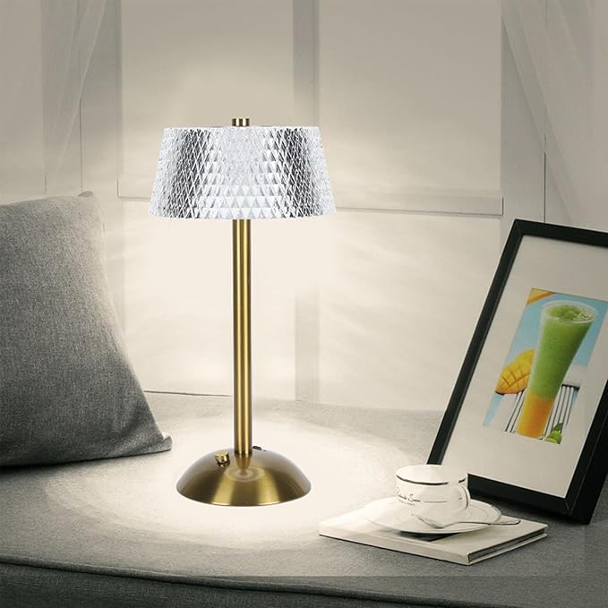 KIMISS Dimmable Control Table Lamp - Cordless 3 Color Changing LED Rechargeable Desk Lighting for Bedroom, Living Room, Bathroom and Dining