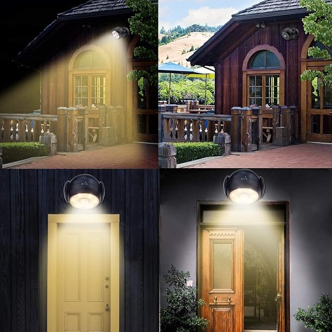 BIGLIGHT Battery Operated Motion Sensor Spotlight, Wireless LED Flood Light Indoor Outdoor, Waterproof Security Lighting, Bright Uplight for Wall Front Door Shed Hallway Bathroom Porch, 200 Lumen
