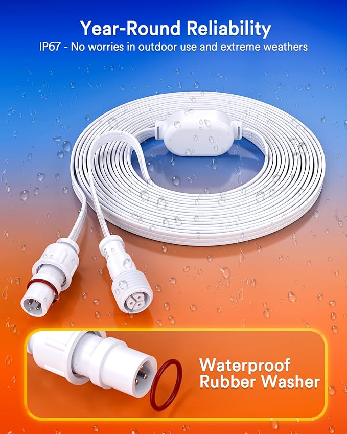 Lumary Extension Cords for Permanent Outdoor Lights Gen 2 Only, Not Work with Pro and Max Version, White, 12Ft