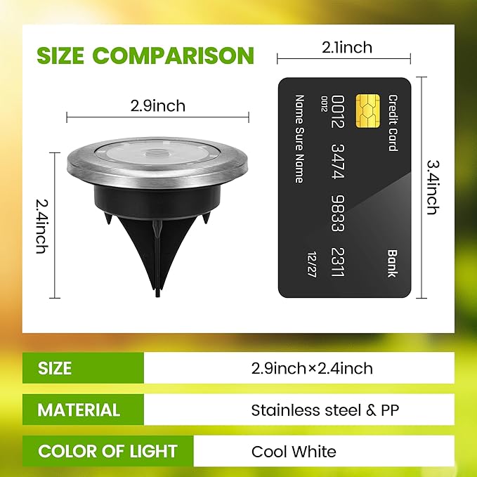 Mini Solar Ground Lights, 16 Pack Solar Garden Lights, Solar Powered Pathway Lights Warterproof, Outdoor Lights for Driveway, Walkway, Backyard, Patio (Cool White)