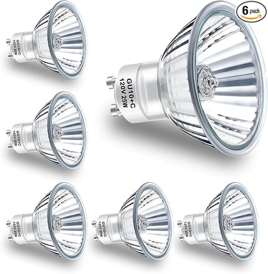 TAIYALOO NP5 GU10 120V 25W Bulb Candle Warmer, 6 Pack GU10+C 120V 25W Bulbs with Glass Cover for Scent Wax Burner, Fragrance Melt, Warming Bulb MR16 JDR Dimmable, 2700K Warm White, Long Lifespan