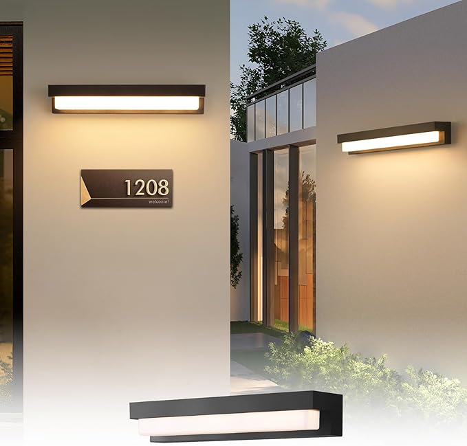 Boajuna Outdoor Solar Wall lamp, Dusk to Dawn Motion Sensor Lantern with 3 Lighting Modes, Wireless Exterior Solar Porch Lights Wall Mount Patio Fence Outdoor Light Fixture