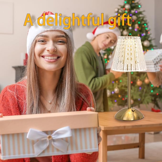 Crystal Table Lamp, 5000mAh Rechargeable Battery Lamp with Touch Control, 3 Color Temperatures, Dimmable Brightness, Matte Aluminum Light for Bedroom/Bar/Kitchen/Outdoor, Gift for Home Décor