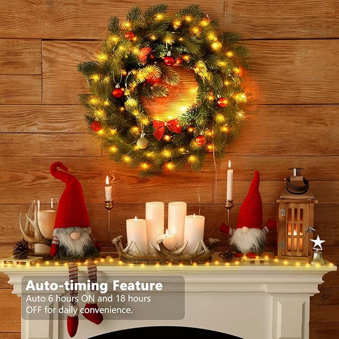 16.5ft Battery Operated String Lights, 50 LED Twinkle Fairy String Lights Battery Powered with Timer for Indoor Outdoor Christmas Trees Wreath Decoration Party Bedroom - Warm White