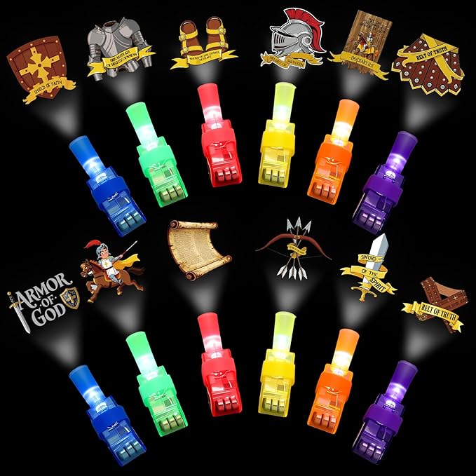 Tuanse 36 Pcs Armor of God Finger Lights Gifts Bulk for Kids Glow in the Dark Finger Lights Christian Sunday School Birthday Party Supplies Favors Church Classroom Religious Decorations