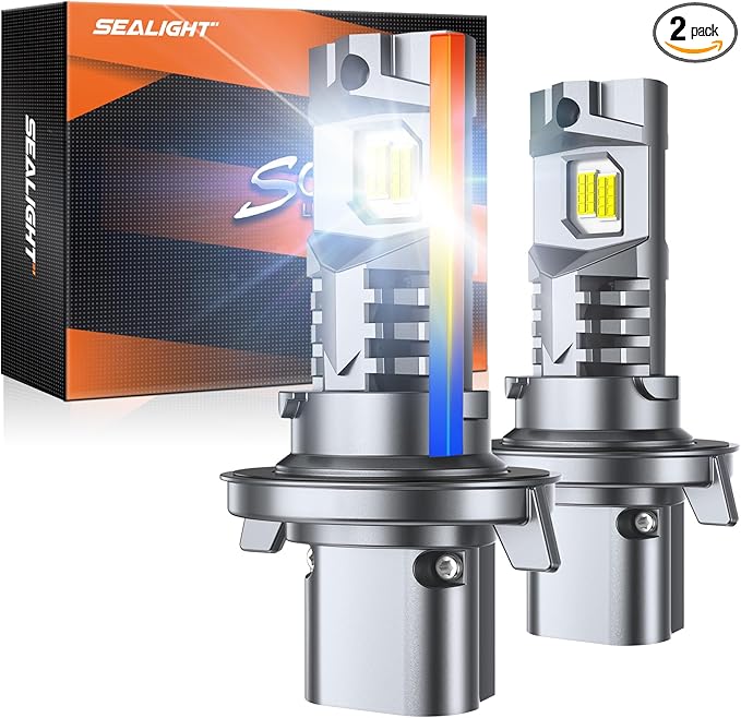SEALIGHT S2S H13/9008 Light Bulbs, 40000LM Super Brighter, 6500K Pure White H13 Fog Bulbs, 60K+ Hours Lifespan, 2-Pack for Powersports/ATV Lamps