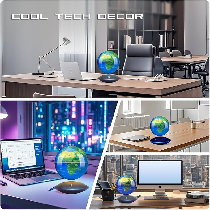 Magnetic Levitating Floating Globe with LED Light, 16 Colors Cool Tech Gadgets Gifts World Globe Lamp for Men Father Boys Girls, Birthday Gifts for Home Office Desk Decor Display