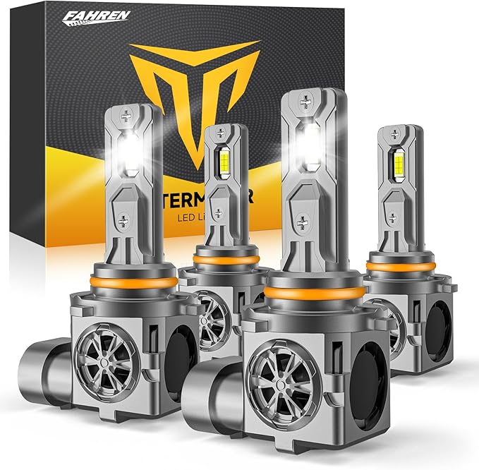 9005 9006 Light Bulbs Combo, 60000LM 900% Super Brighter, 6500K Cool White, 1:1 Mini Halogen Size 9005 HB3&9006 HB4 Fog Light With Cooling Fan, Plug and Play, Pack of 4