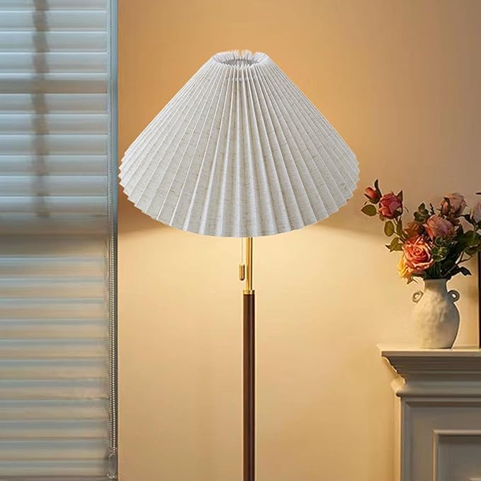 Pleated Table Lamp Shade E27 Base Fashion Light Cover Home Decor Chandelier Shade Replacement for Restaurant, Linen