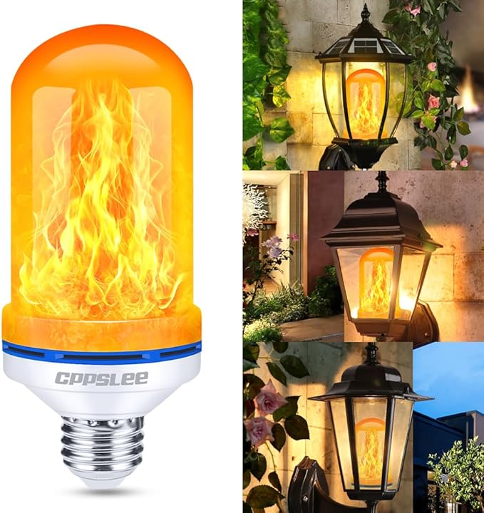 CPPSLEE Upgraded LED Flame Light Bulbs, 4 Modes Flickering Light Bulbs, E26 Base Fire Flame Bulb for Halloween Decorations Outdoor, Christmas Lights Patio Indoor Home Decor (Yellow, 6 Pack)