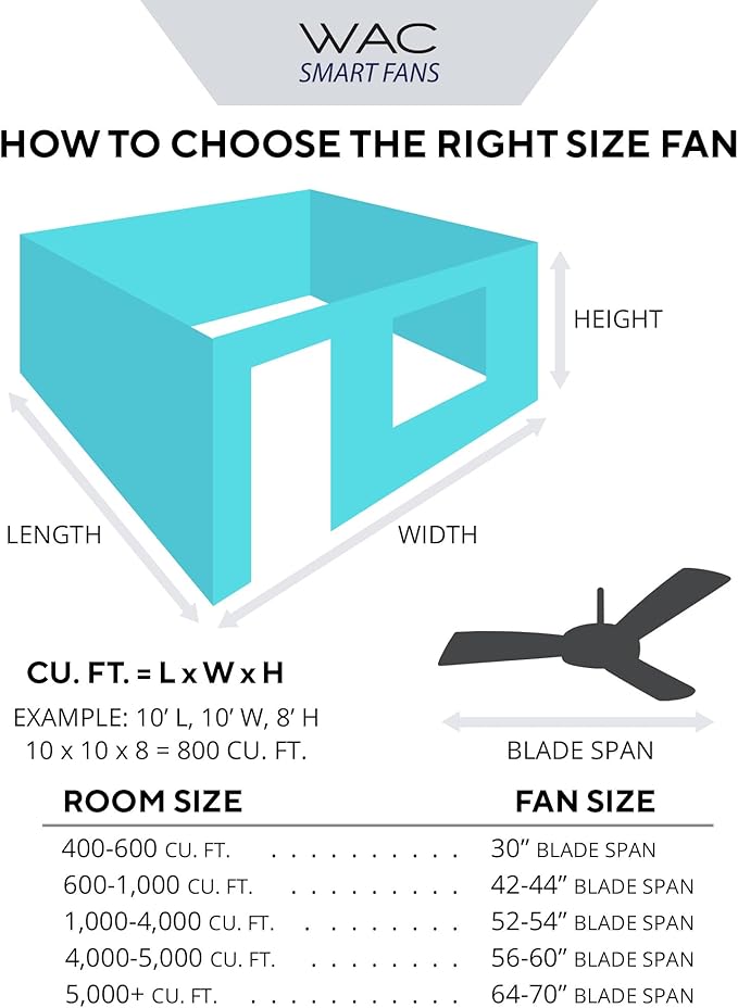 WAC Smart Fans Clean Indoor and Outdoor 3-Blade Ceiling Fan 54in Brushed Aluminum with 3000K LED Light Kit and Remote Control works with Alexa and iOS or Android App