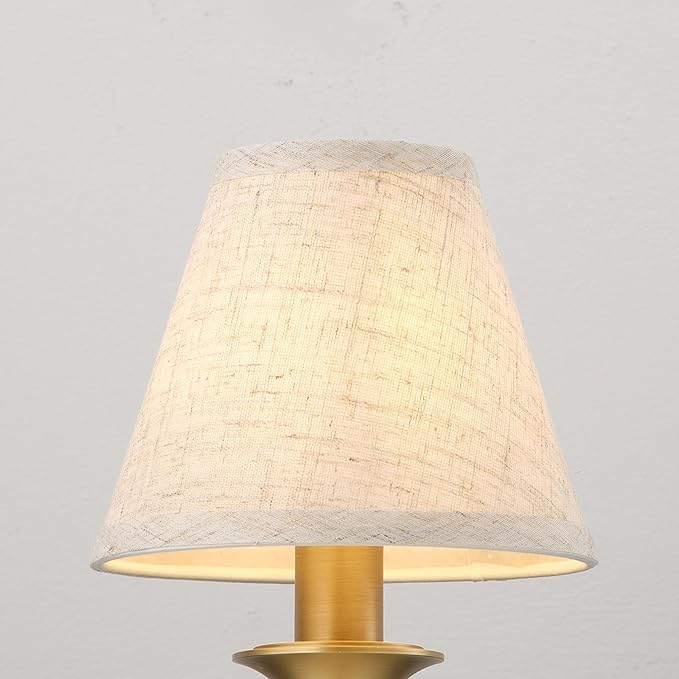 3" Top x 6" Bottom x 5" High Chandelier Shades, Beige 3.0x6.0x5.0 Inches Linen Fabric Lampshades, Perfect Covers for 6 Light Pendant Light or Wall Sconce, Clip On Bulb, E12 Socket(Small Size, 6 Pack)