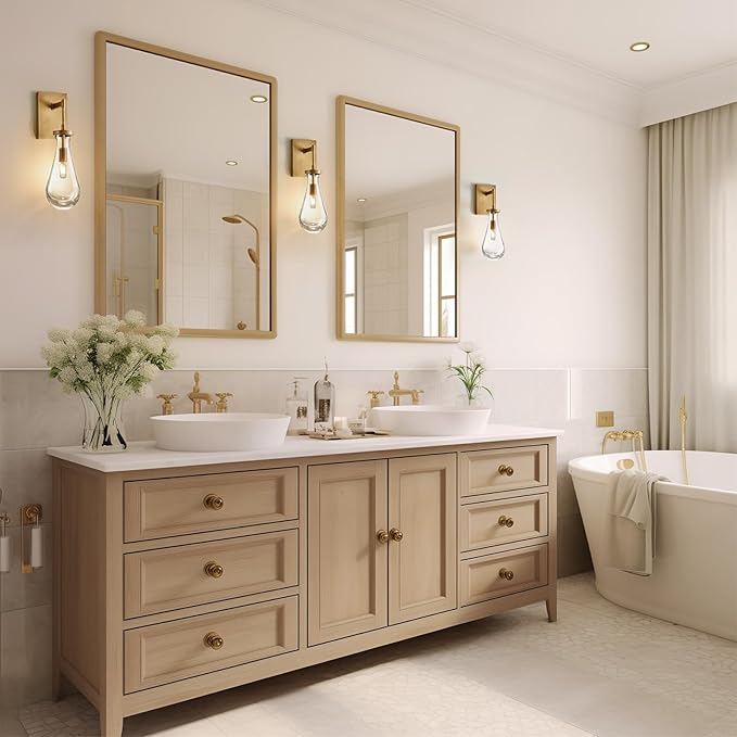 17" L Wall Sconces Set of 2, Morden Wall Lights Fixtures Bathroom Vanity Light Raindrop Wall Brass Sconce for Living Room,Bedroom,Hallway,Stairs,Indoor