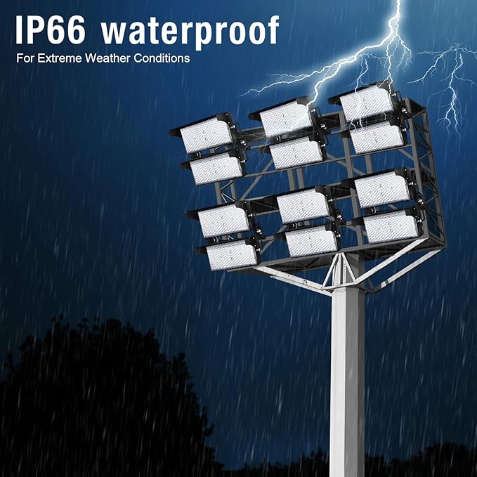 0-900W Led Stadium Lights, IP66 High Power Outdoor Sport Court Arena Light Pro-Grade High Mast Lighting with Dimmable 10KV Surge Protection Commercial and Industry for Large Area Lighting