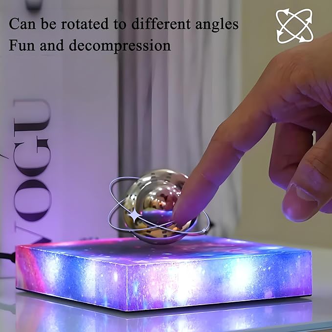 Levitating UFO Lamp with Floating RGB Galaxy Light – 360 Degree Automatic Rotating LED Desk Decor for Room & Office, Cool Gadget with Color Changing Effects