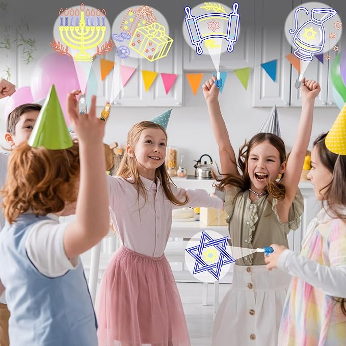36Pcs Hanukkah LED Finger Lights Chanukkah Party Favors Glow in the Dark Light Up Finger Lights Themed Toys Bulk for Kids Adult Birthday Party Goodie Bag Stuffer Birthday Gifts Classroom Prize