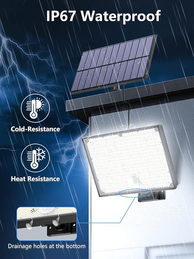 400LED Solar Lights Outdoor,3 Modes & Remote Control Motion Sensor Outdoor Light,IP67 Waterproof Solar Flood Lights for Garden, Garage, Patio, Pathway (4 Pack)