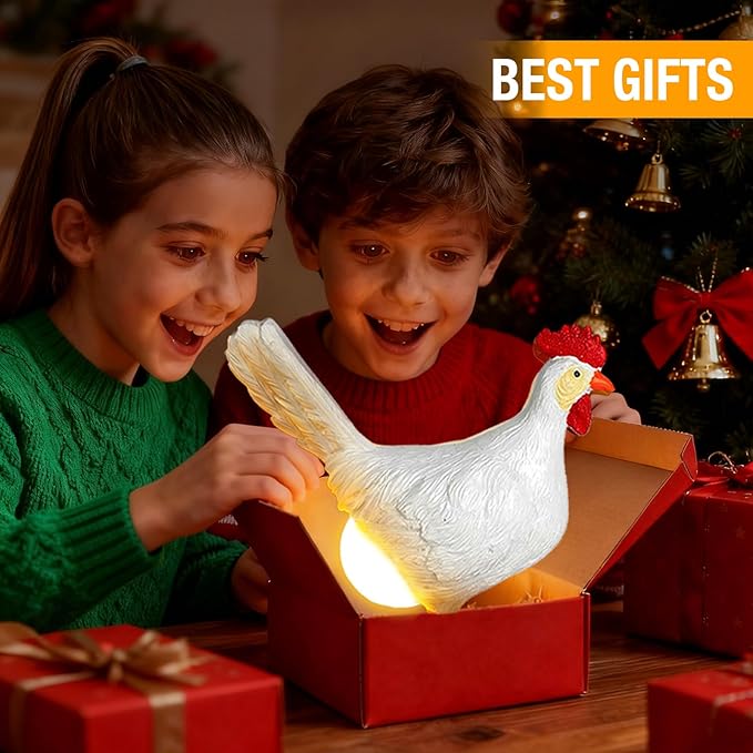 Chicken Egg lamp Resin LED Egg Night Light Lifelike Rooster Lamp with Bulb Funny Gifts for Easter Christmas Birthdays