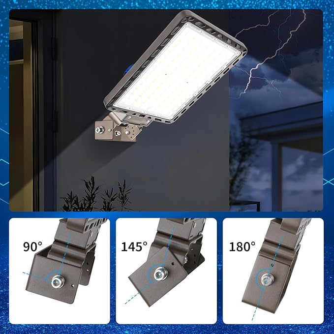 Juyace 240W LED Parking Lot Light Trunnion Bracket Yoke Wall Mount t Dusk to Dawn Outdoor Lighting Exterior Flood Commercial Outside IP65 Waterproof 100-277V Security Area 4 Pack