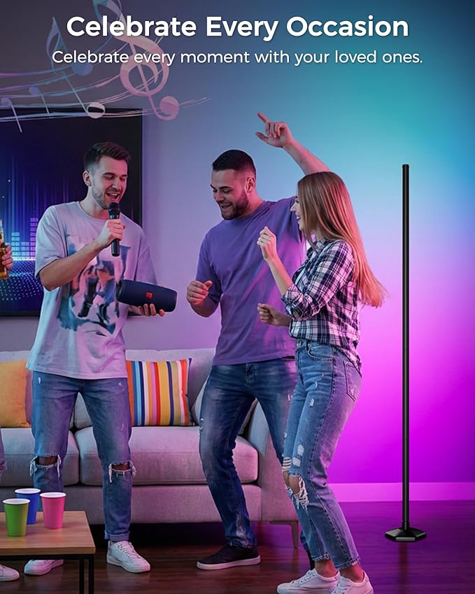 Corner Floor Lamp, 65" RGB Color Changing led Floor lamp with APP and Remote Control, Dimmable Mood Light Corner Light with Music Sync, DIY Mode & Timing for Living Room Gaming Room (2)