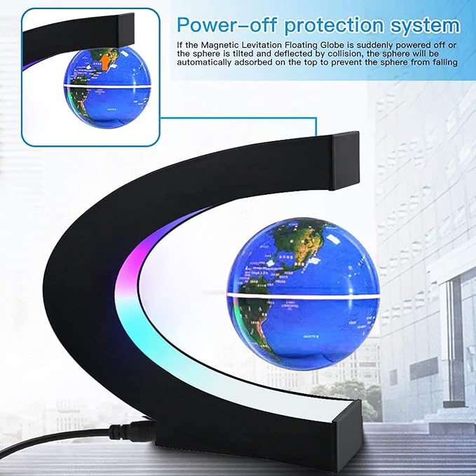 Magnetic Levitation Globe with LED Light, Cool Gadgets Floating Lamp Globe Decor, Cool Gifts for Men/Father/Husband/Boyfriend/Boss, Great Technology Graduation Gifts Valentine's Day Gift (Blue)