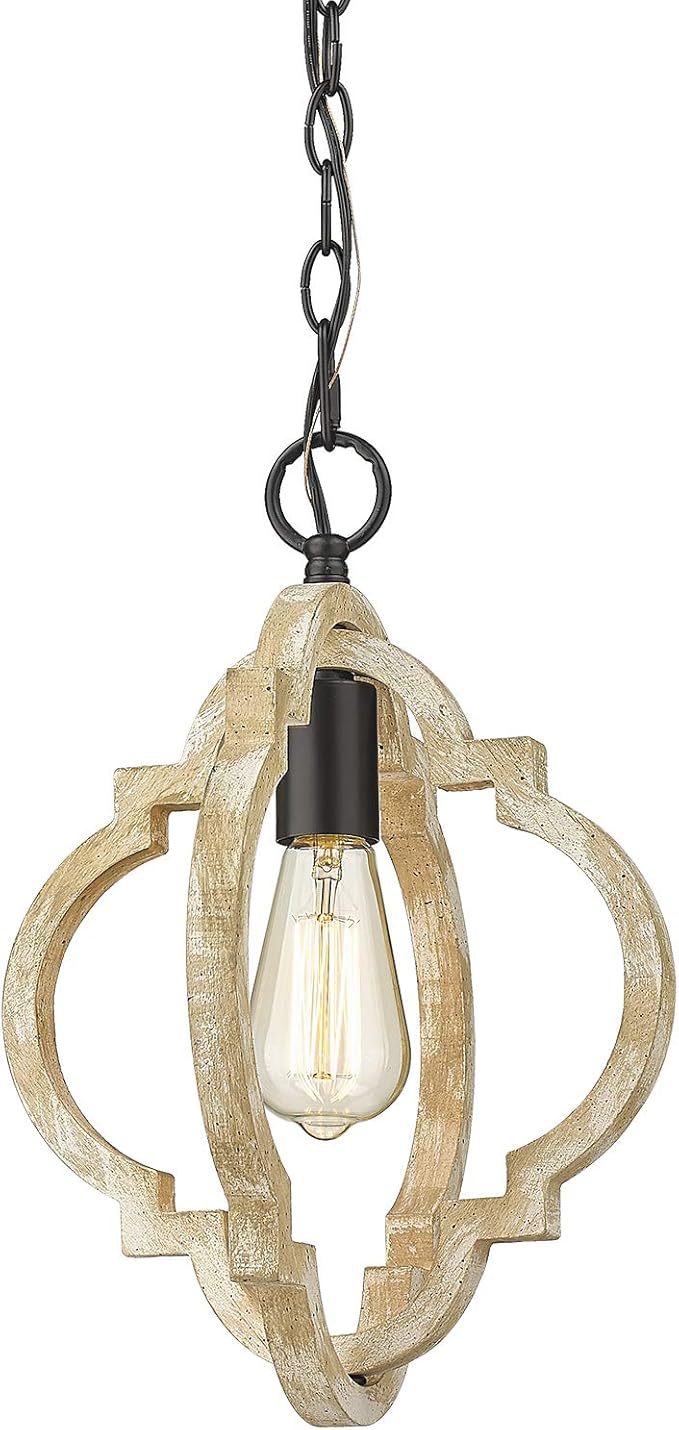 CALDION Pendant Lights for Kitchen Island, Farmhouse Wood Light Fixtures, Adjustable Height Hanging Pendant Lights for Foyer, Dining Room, Entryway