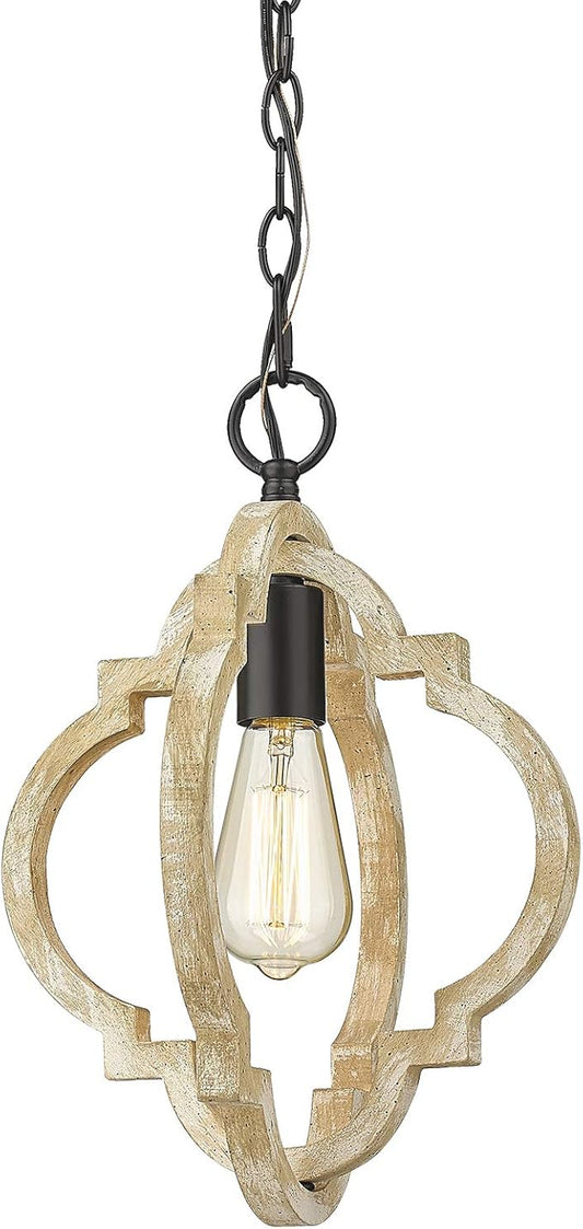 CALDION Pendant Lights for Kitchen Island, Farmhouse Wood Light Fixtures, Adjustable Height Hanging Pendant Lights for Foyer, Dining Room, Entryway