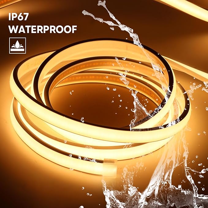 110V COB LED Strip Lights Ip67 Waterproof LED Light Strip for Mirror Indoor Use and Holiday Decorations (Warm White, 32.8ft)